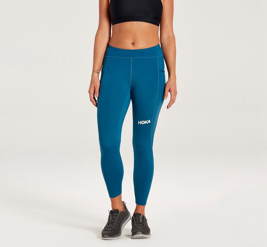 Hoka One One Pantolon Kadın Mavi - Performance Crop Tight - QZ2904736